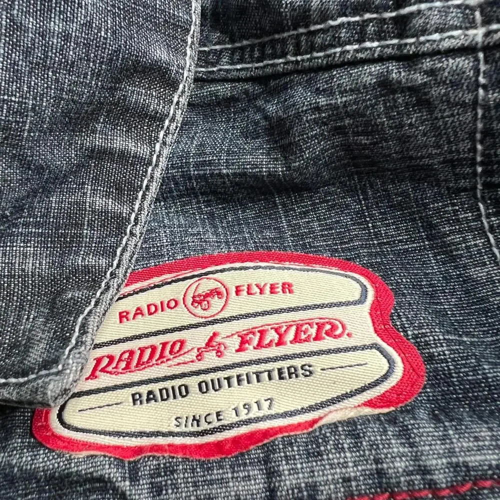 Vintage Radio Flyer Denim‎ Jacket Kids 2T Vintage Style Logo Patch Blue